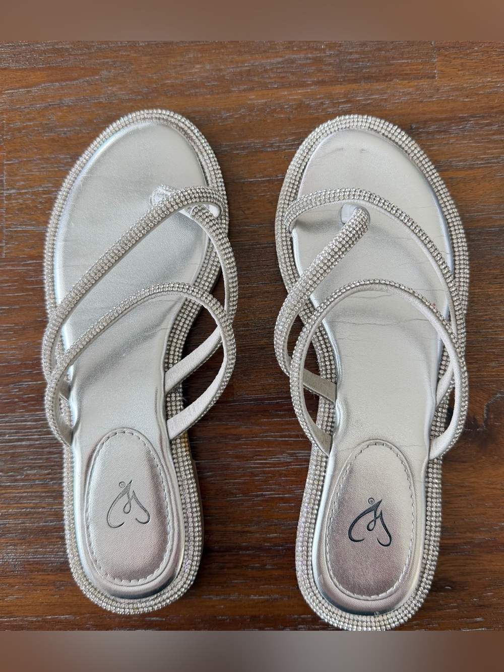 Windsor silver rhinestone sandals size 6